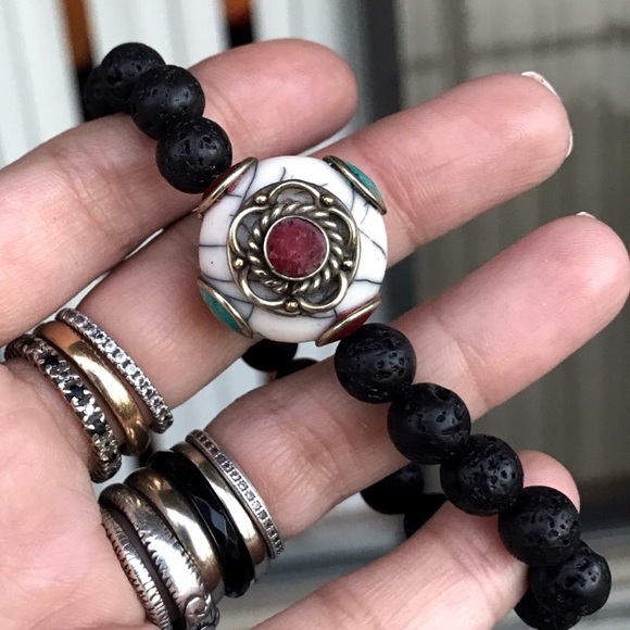 Silverskylight Jewelry - Nepal charm lava rock oil diffuser bead bracelet
